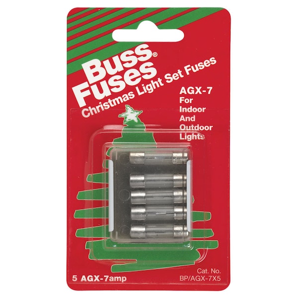 Eaton Bussmann Midget Fuse, AGX Series, Fast-Acting, 7A, 250V AC, 10kA at 125V AC BP/AGX-7X5 - main